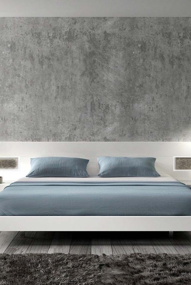 Marmorato gris dans une chambre double blanche et bleue