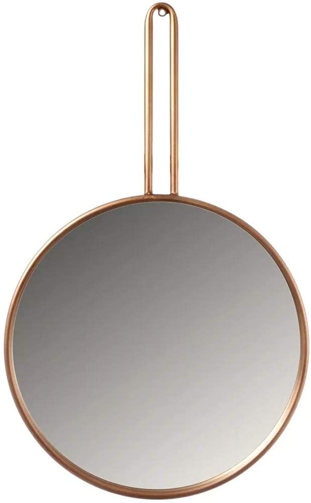 miroir rond avec cadre en or rose