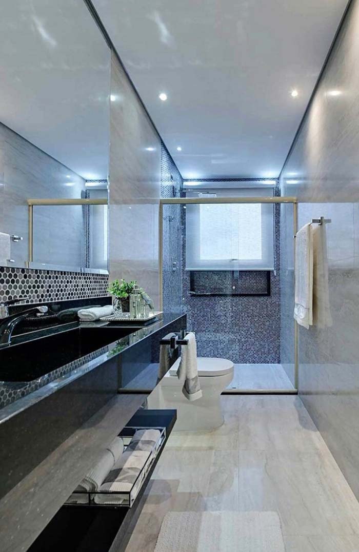 Salle de bain avec revêtement en granit Verde Ubatuba