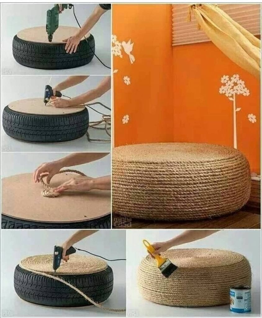 comment faire bouffer un pneu rond avec une corde de sisal