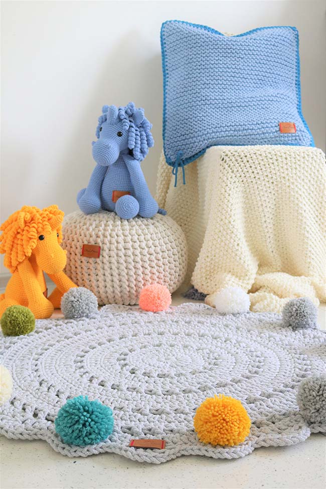 Tapis rond au crochet pour chambre de bébé