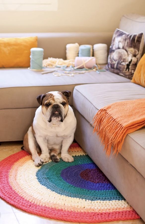 Tapis rond au crochet tout coloré