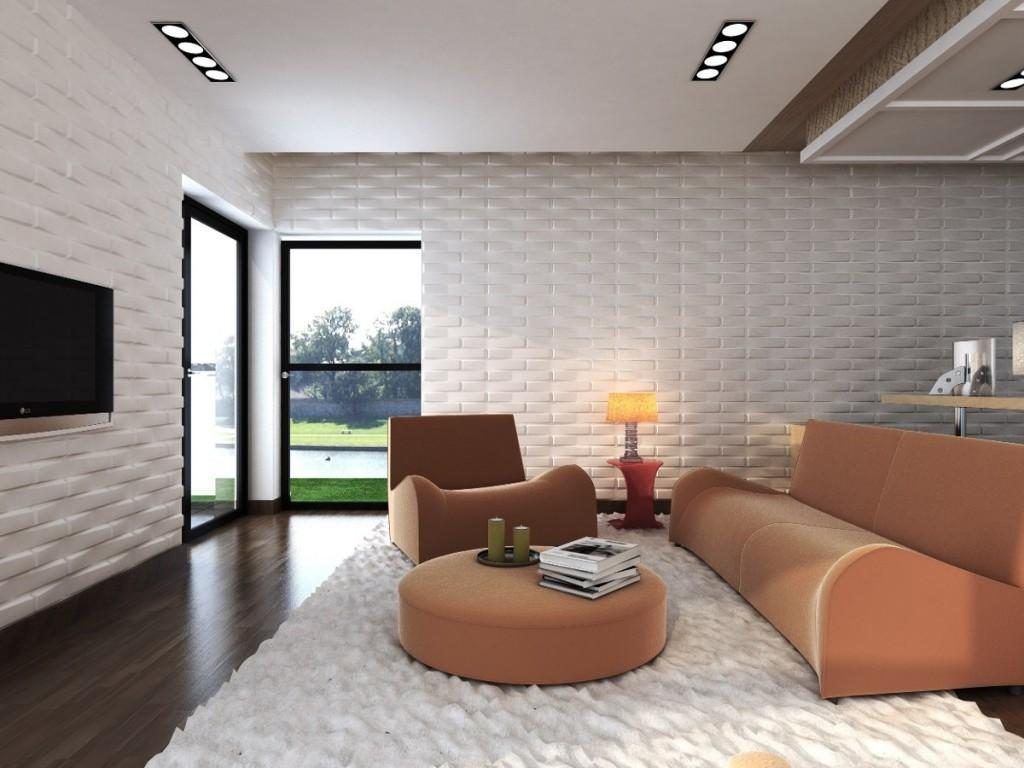Chambre avec mur de plâtre 3D