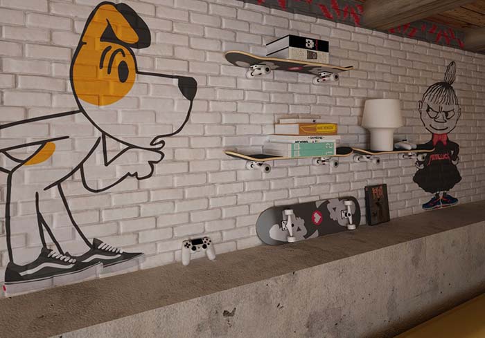 Idée créative: étagère en forme de skateboard