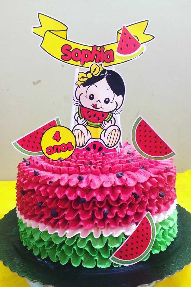 Beau gâteau décoré sur le thème «Magali Baby» pour les 4 ans d'anniversaire