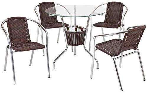 ensemble table et chaises en fibre synthétique pour espace extérieur
