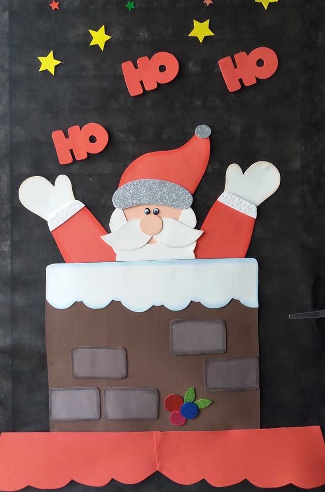 Le Père Noël et son célèbre Ho Ho Ho sont la star de ce panneau de Noël en papier