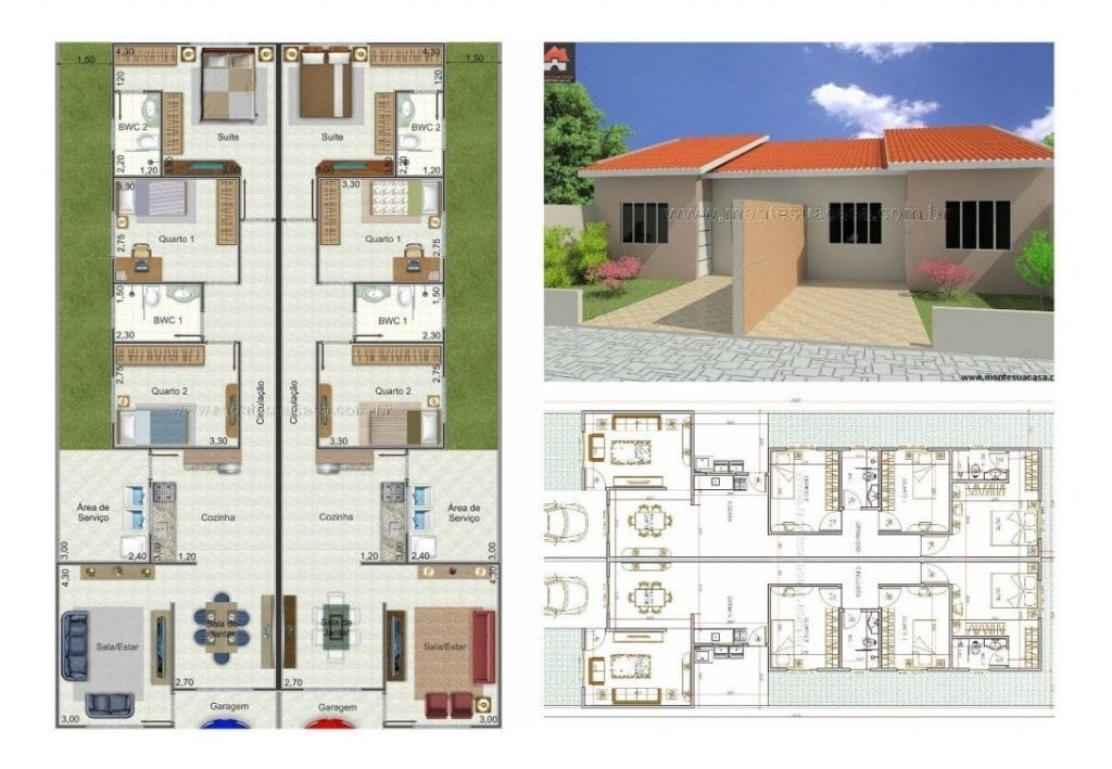 plan de maison jumelée