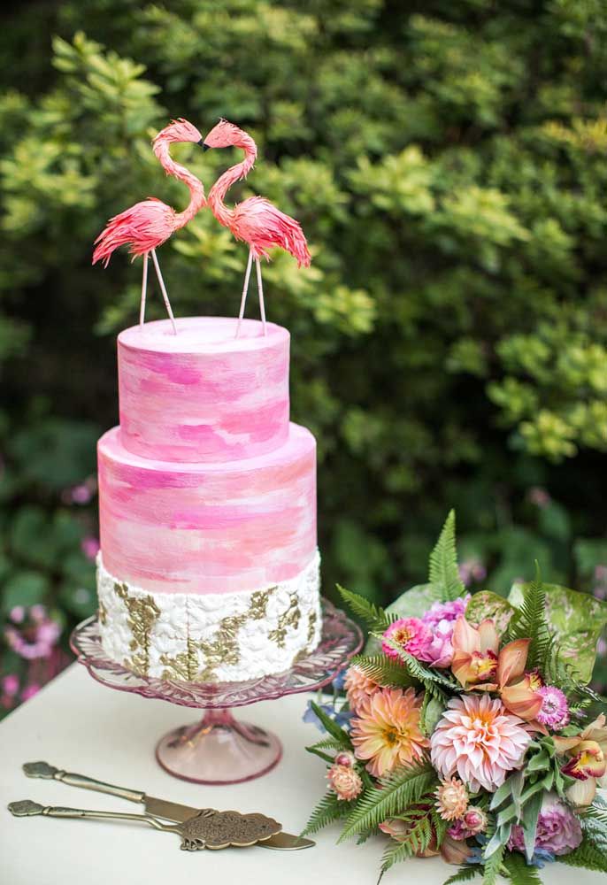 Gâteau de fête flamant rose