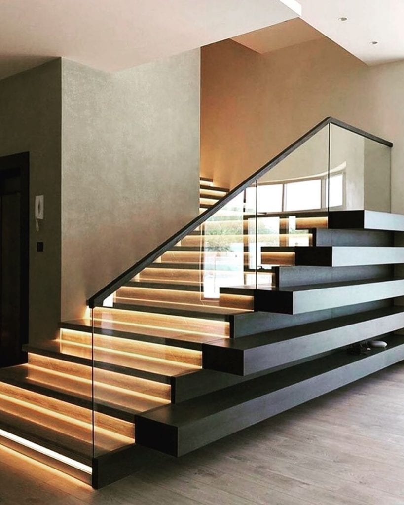 escalier en bois de style industriel moderne