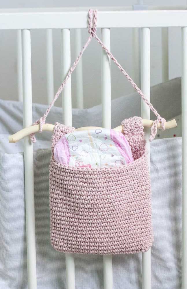 Panier au crochet - sac - pour ranger les affaires de bébé à côté du berceau